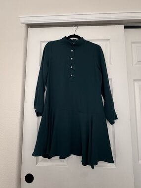 Zara Teal Mock-Neck Dress